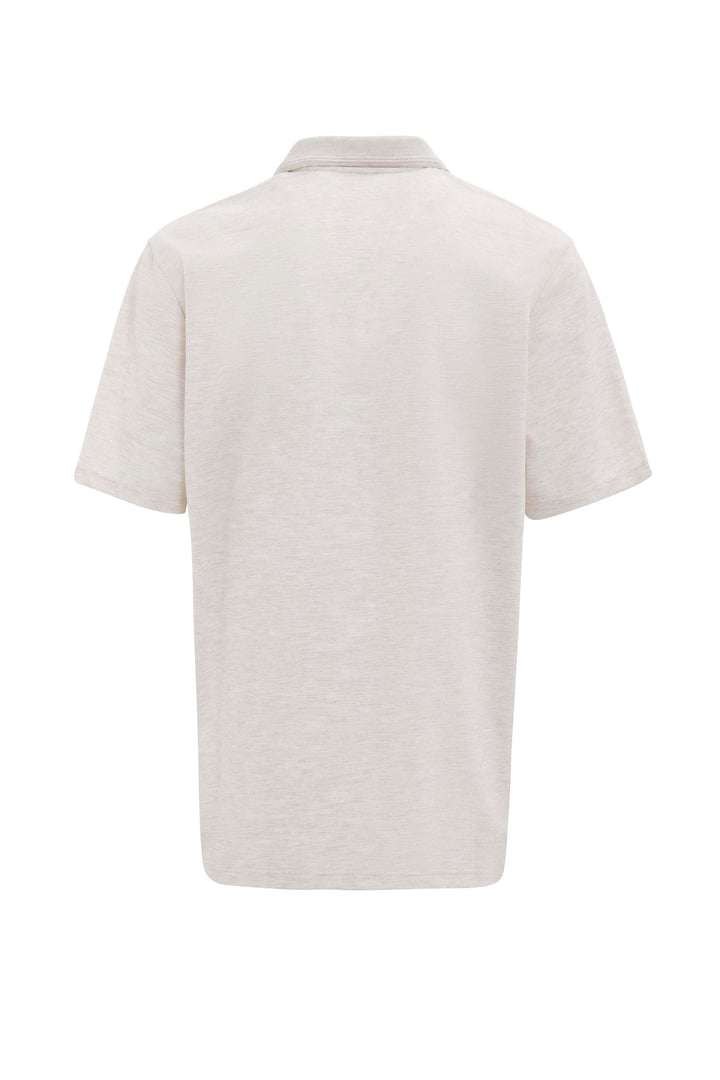 Ekru Regular Armürlü Polo Yaka Tişört