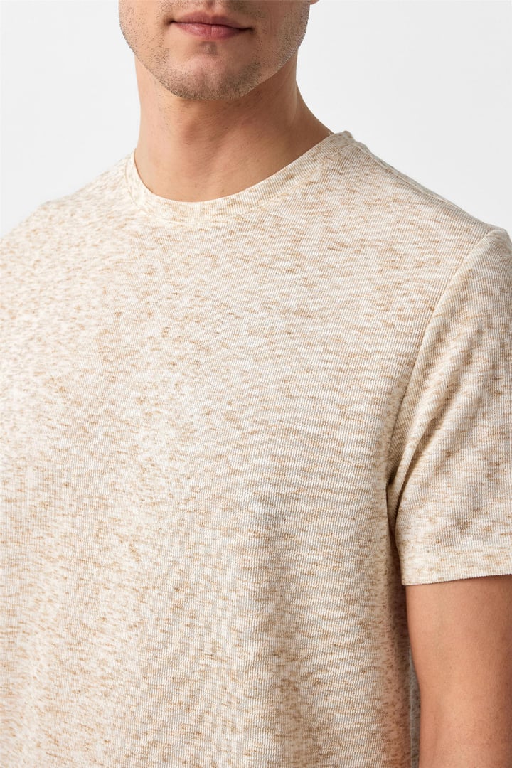 Ekru Regular Düz Bisiklet Yaka Tişört