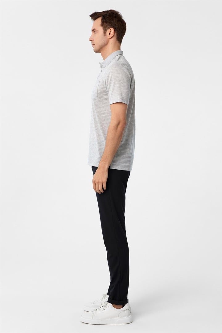 Gri Regular Armürlü Polo Yaka Tişört