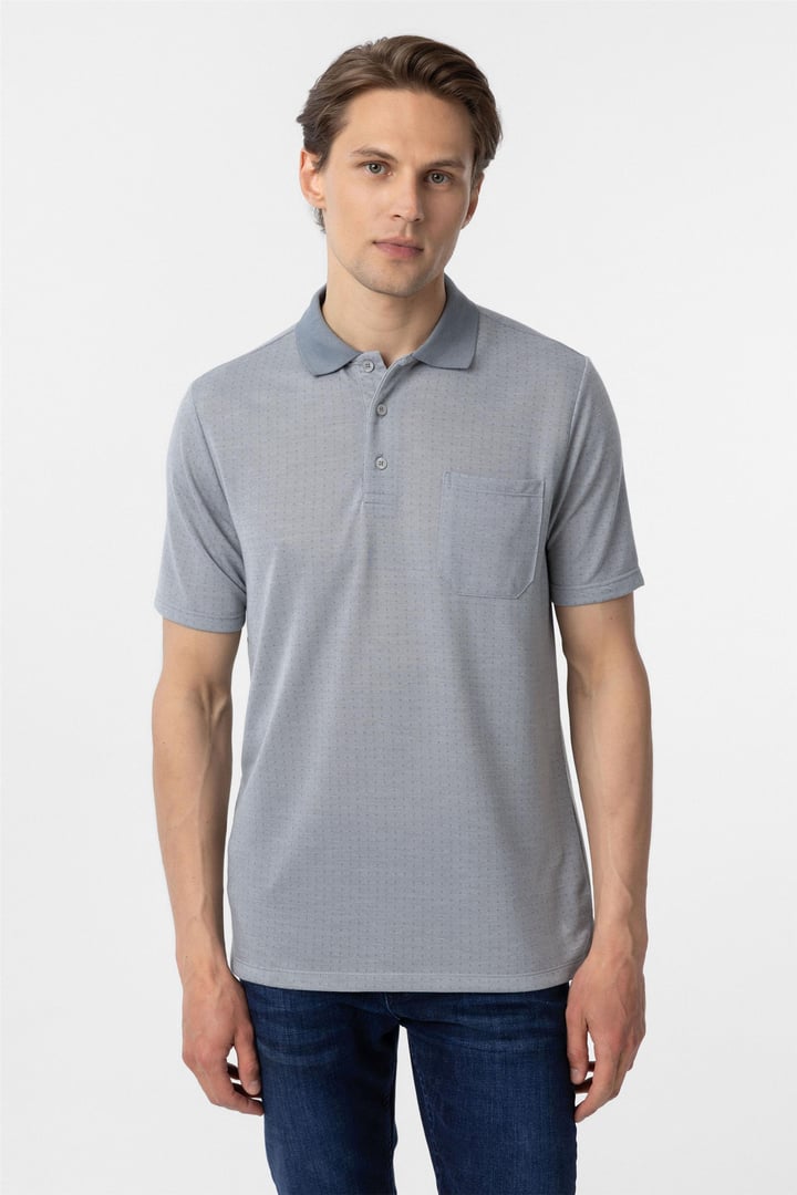 Gri Regular Armürlü Polo Yaka Tişört
