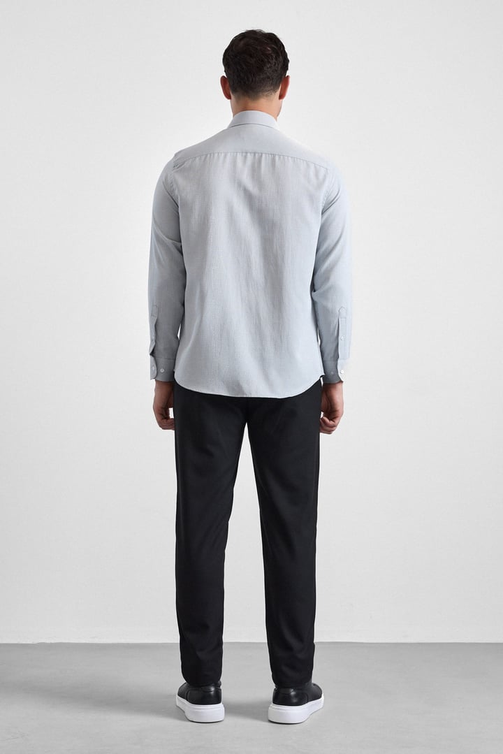 Gri Regular Klasik Yaka Casual Gömlek