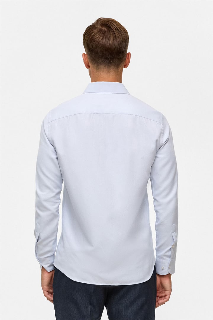 Mavi Slim Baskılı Klasik Yaka Gömlek