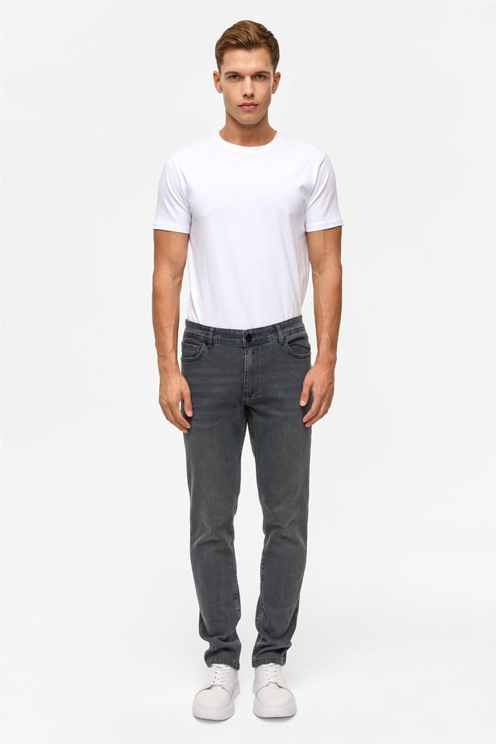 Gri Slim Denim Pantolon