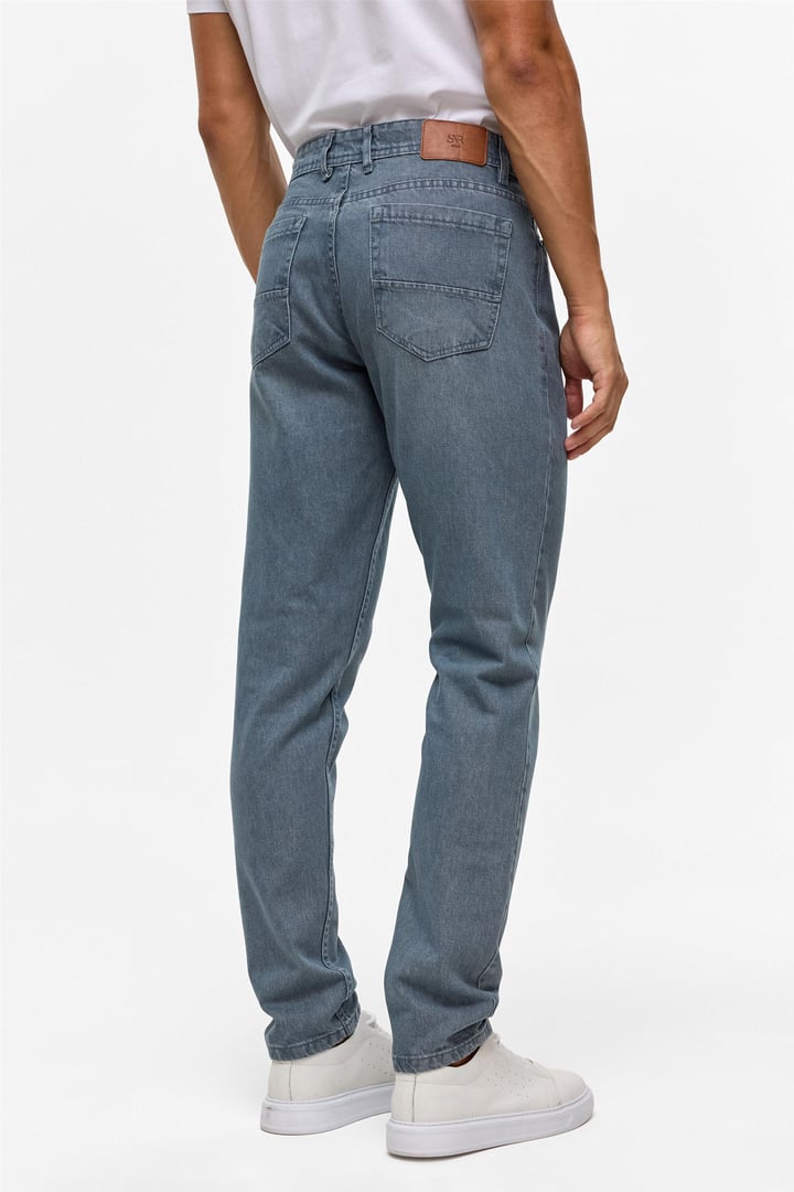 Gri Slim Denim Pantolon
