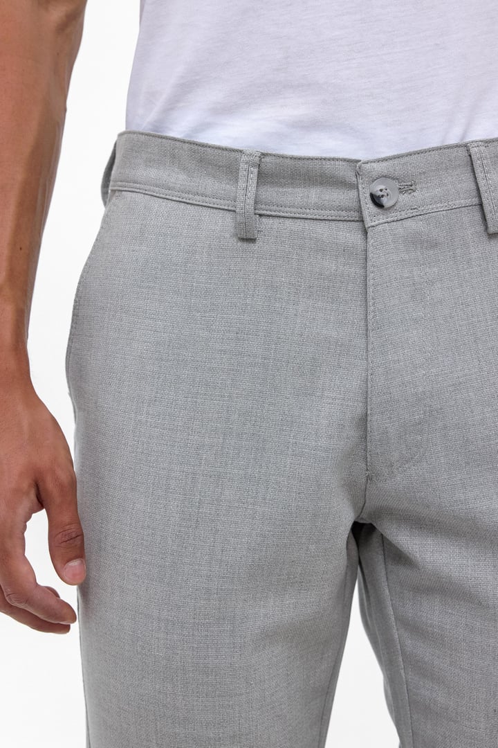 Gri Slim Fit Desenli Kumaş Pantolon