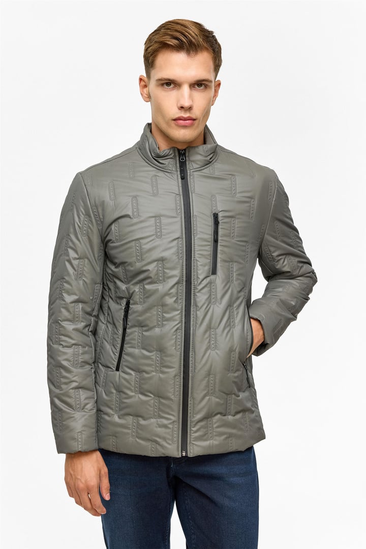 Gri Slim Kapitone Mont