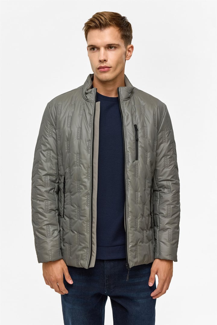 Gri Slim Kapitone Mont