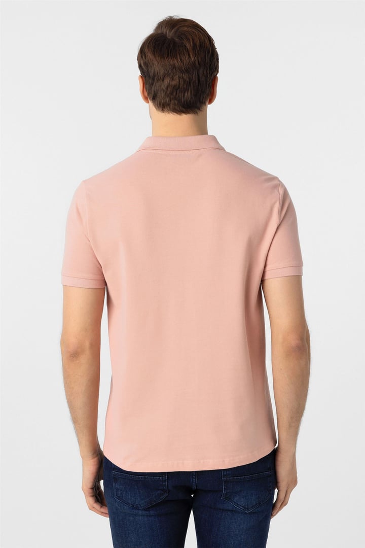 Gül Kurusu Slim Fit Düz Polo Yaka Tişört