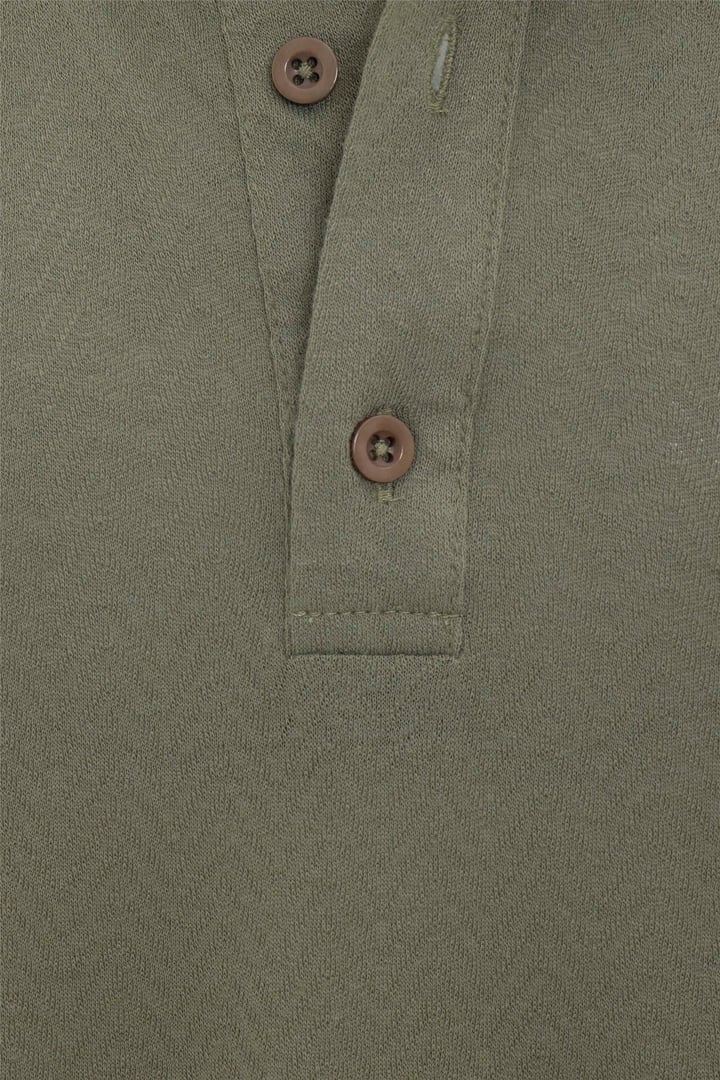 Haki Regular Armürlü Polo Yaka Tişört