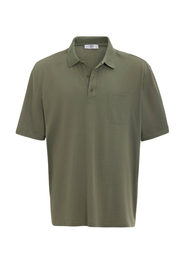 Haki Regular Armürlü Polo Yaka Tişört