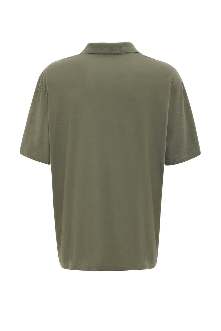 Haki Regular Armürlü Polo Yaka Tişört