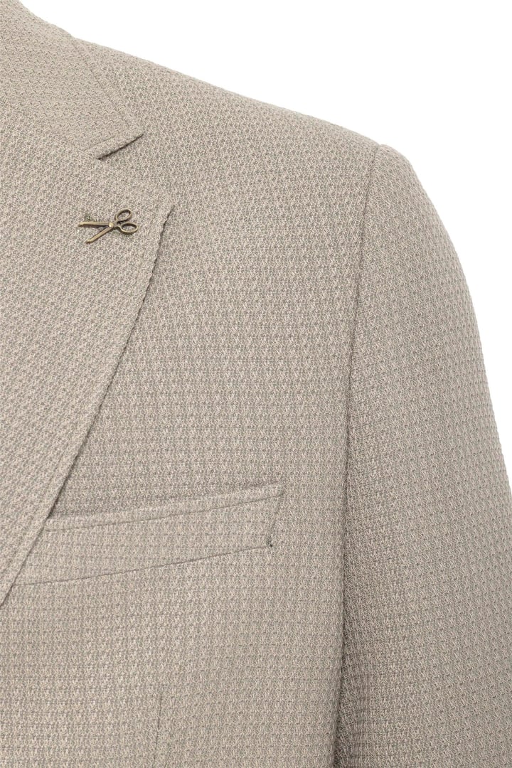 Haki Slim Fit Desenli Mono Yaka 6 Drop Ceket