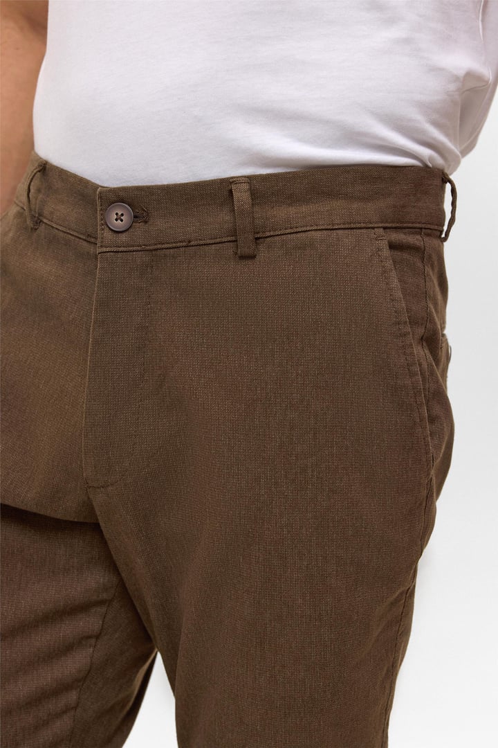 Kiremit Regular Armürlü Kanvas Pantolon