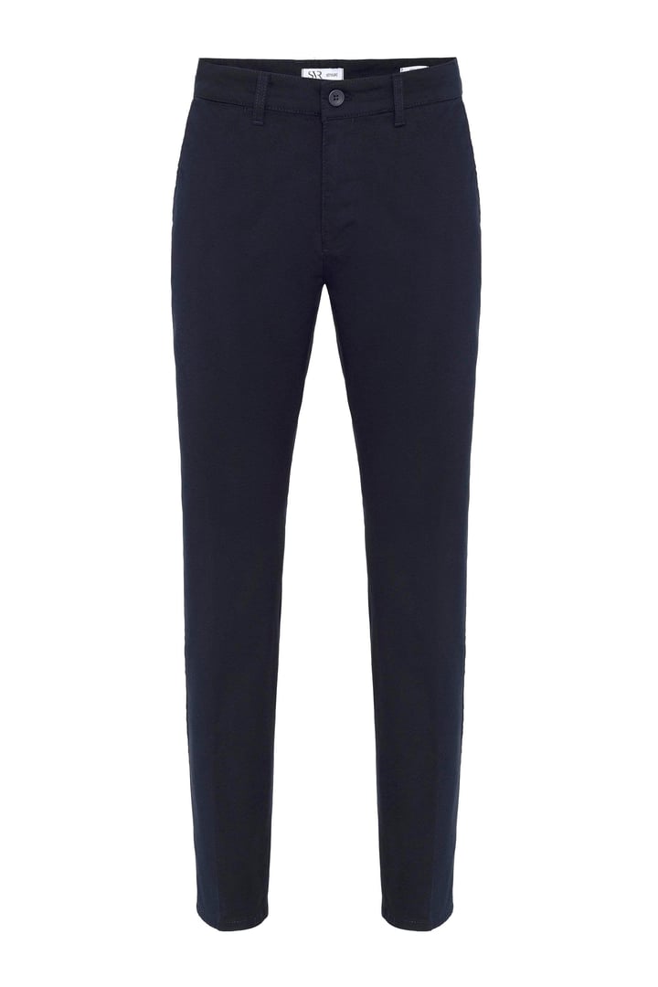 Lacivert Regular Armürlü Chino Pantolon