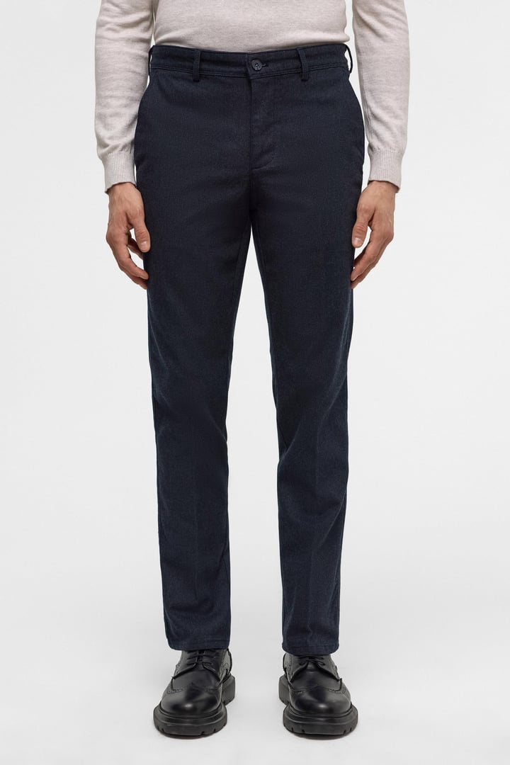Lacivert Regular Armürlü Pantolon