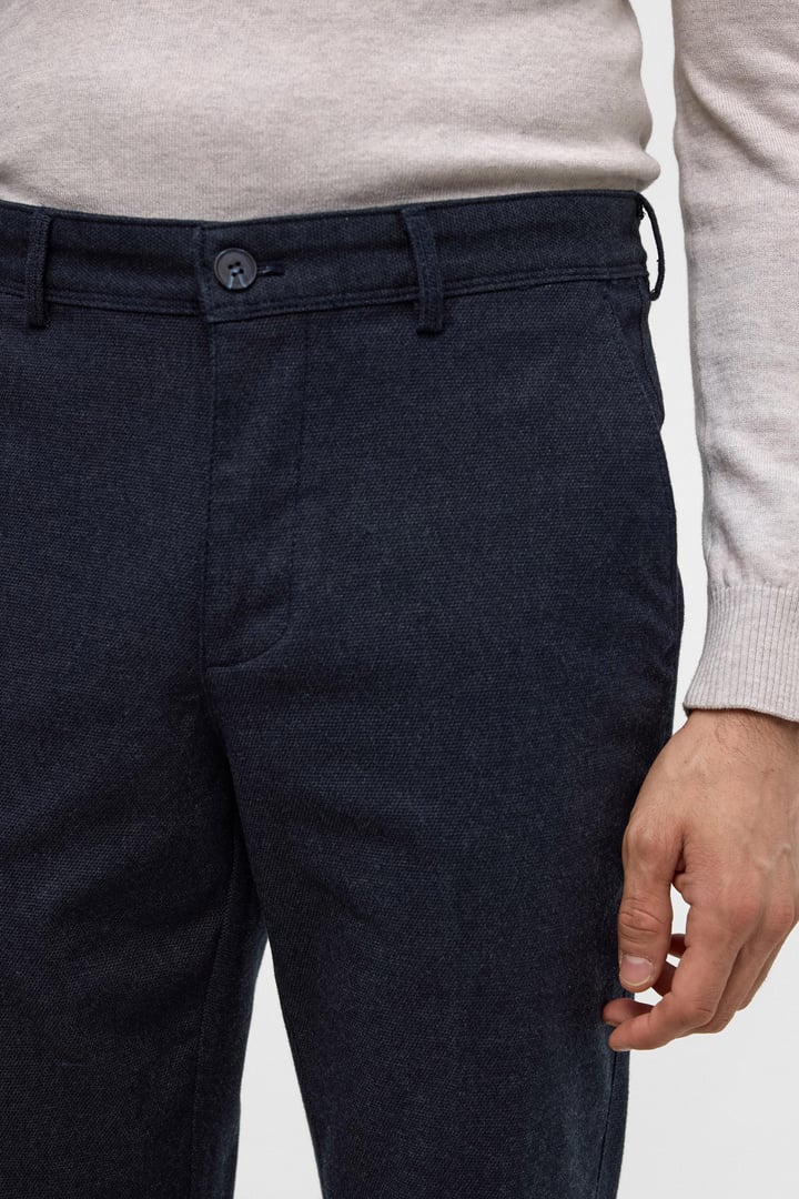 Lacivert Regular Armürlü Pantolon