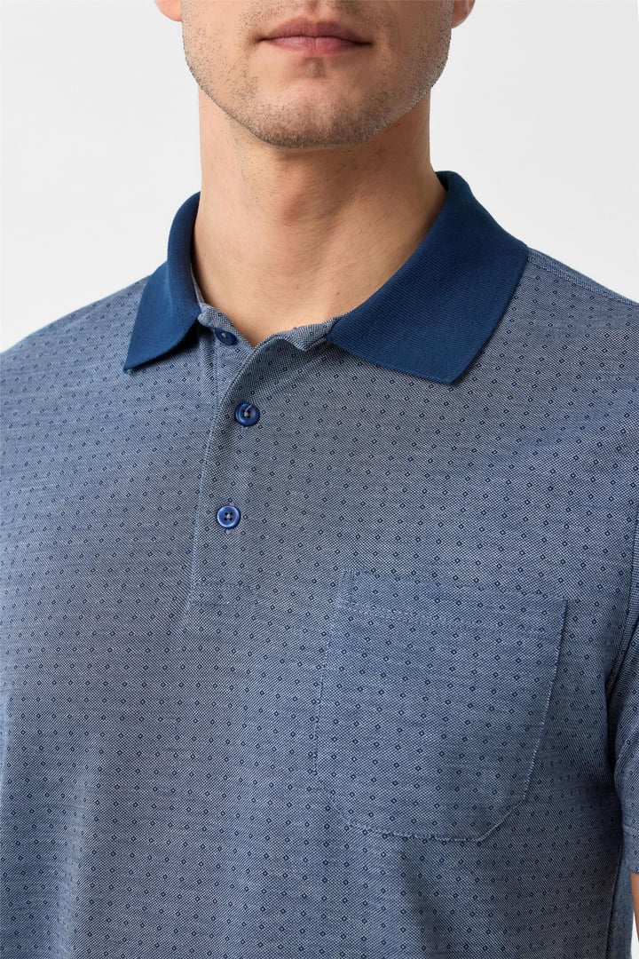 Lacivert Regular Armürlü Polo Yaka Tişört