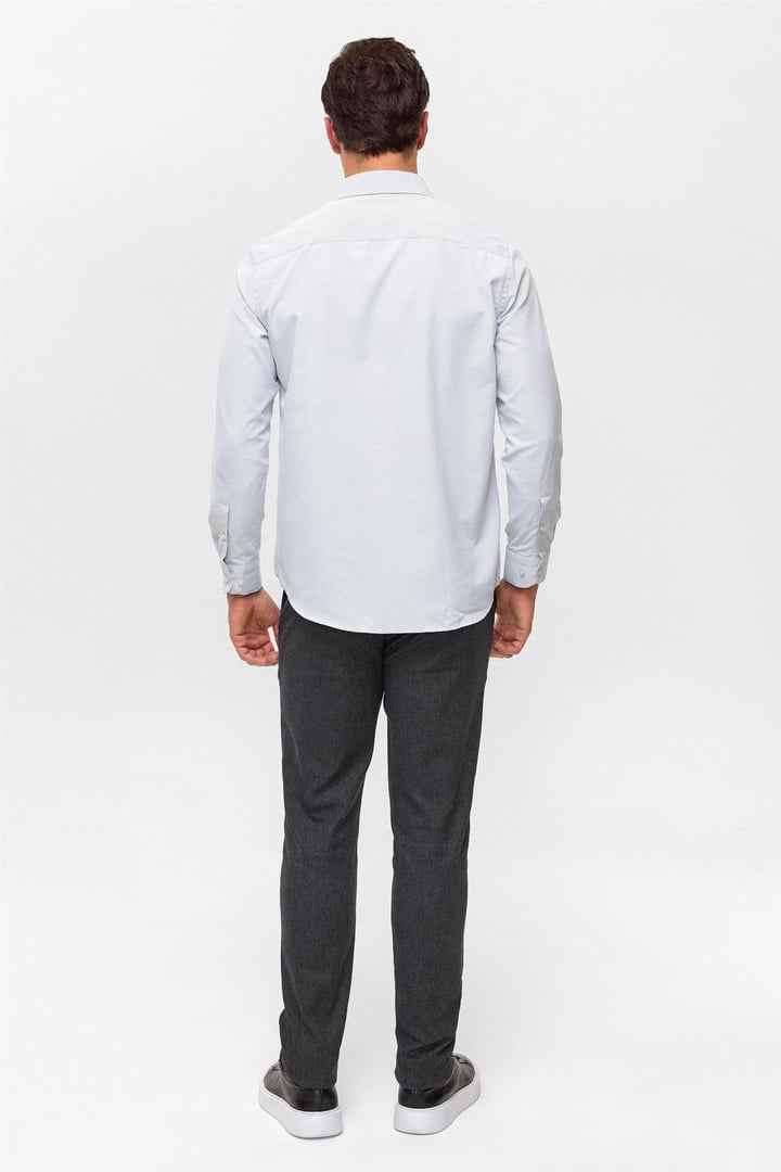 Lacivert Regular Desenli Klasik Yaka Gömlek