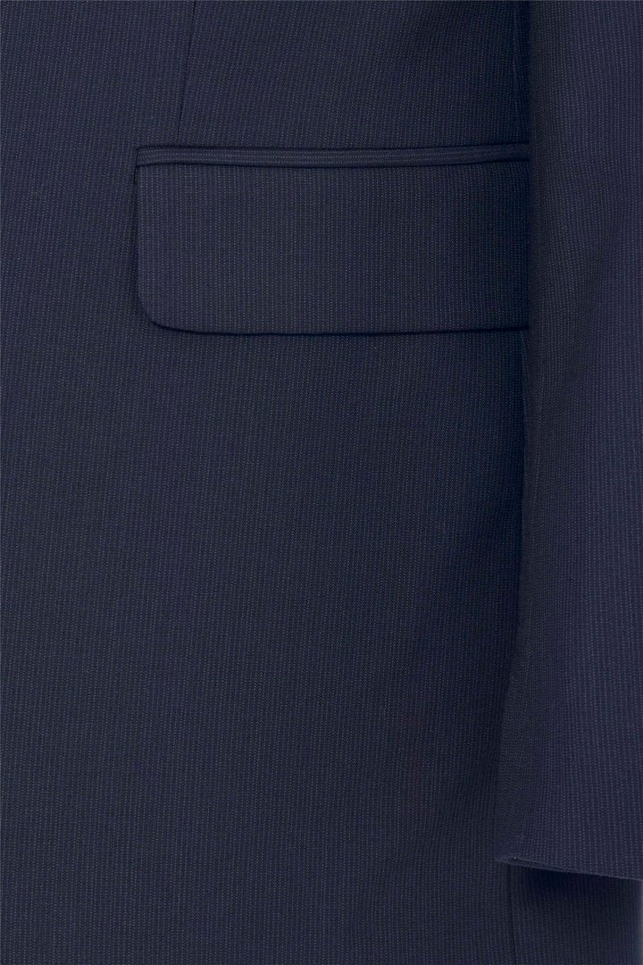 Lacivert Regular Desenli Kruvaze Yaka 4 Drop Klasik Takım Elbise