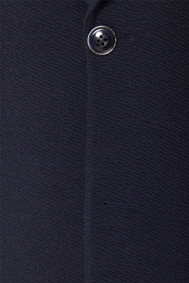 Lacivert Regular Fit Desenli Mono Yaka 4 Drop Ceket