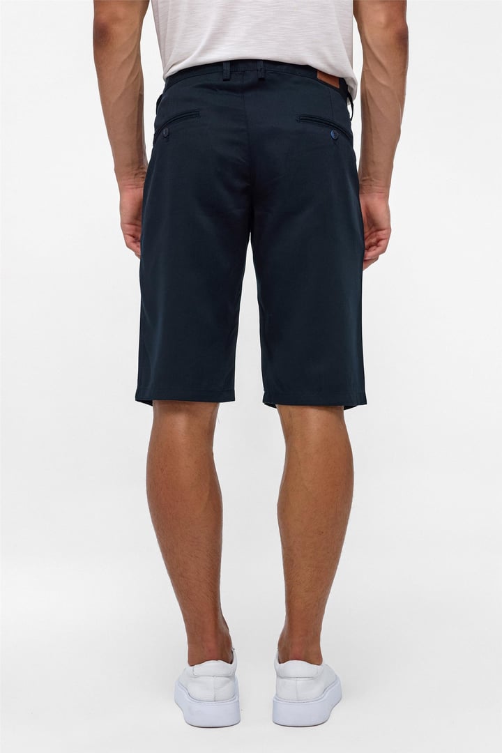 Lacivert Regular Düz Bermuda Şort