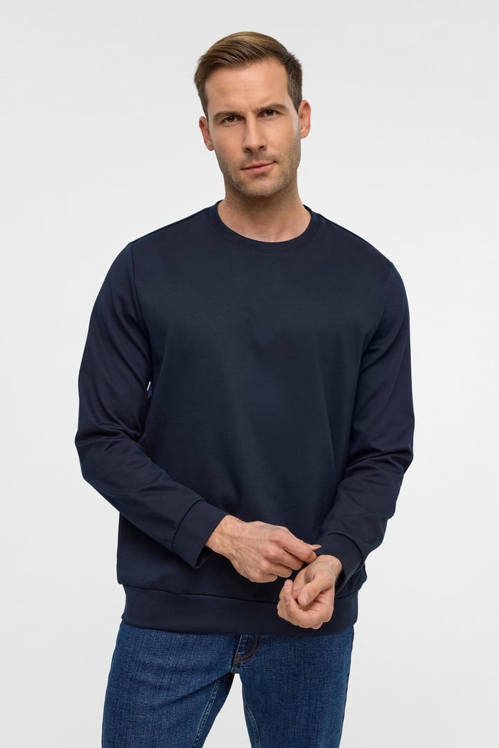 Lacivert Regular Düz Bisiklet Yaka Sweatshirt