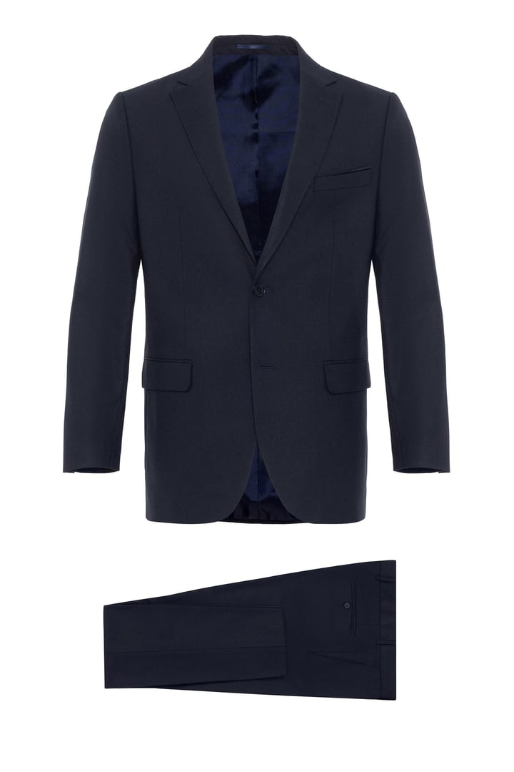 Lacivert Regular Düz Mono Yaka 4 Drop Klasik Takım Elbise