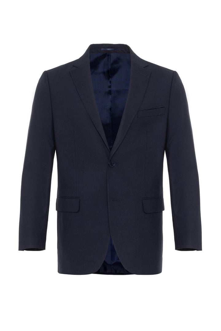 Lacivert Regular Düz Mono Yaka 4 Drop Klasik Takım Elbise