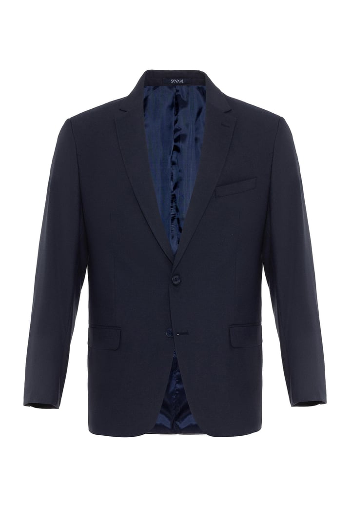 Lacivert Regular Düz Mono Yaka 6 Drop Klasik Takım Elbise