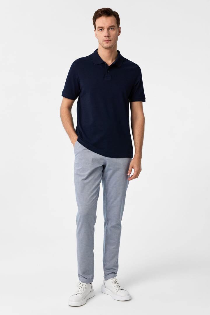 Lacivert Regular Düz Polo Yaka Tişört