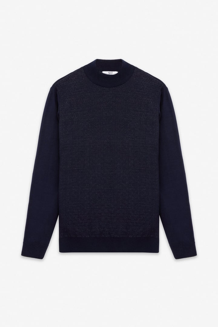 Lacivert Regular Yarım Balıkçı Yaka Kazak