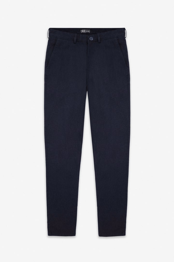 Lacivert Slim Armürlü Kanvas Casual Pantolon