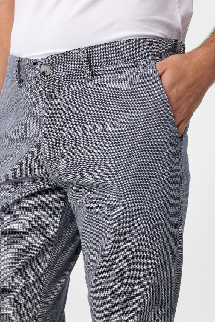 Lacivert Slim Fit Armürlü Kanvas Pantolon