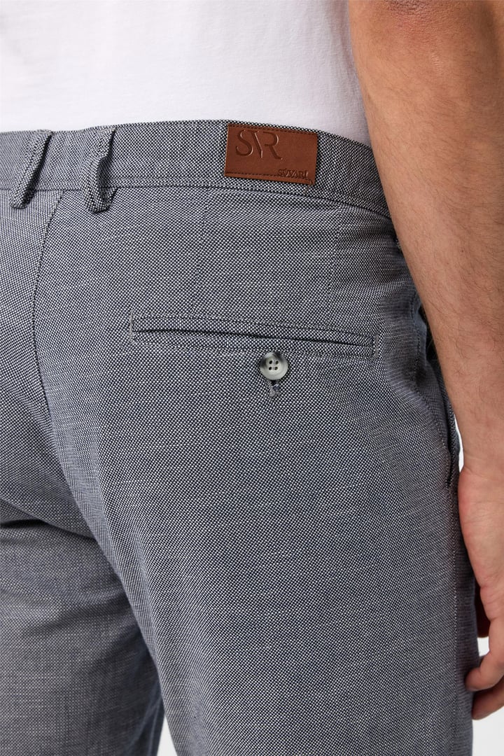 Lacivert Slim Fit Armürlü Kanvas Pantolon