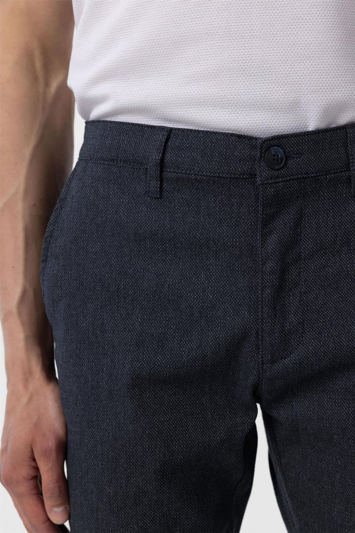 Lacivert Slim Fit Armürlü Kanvas Pantolon