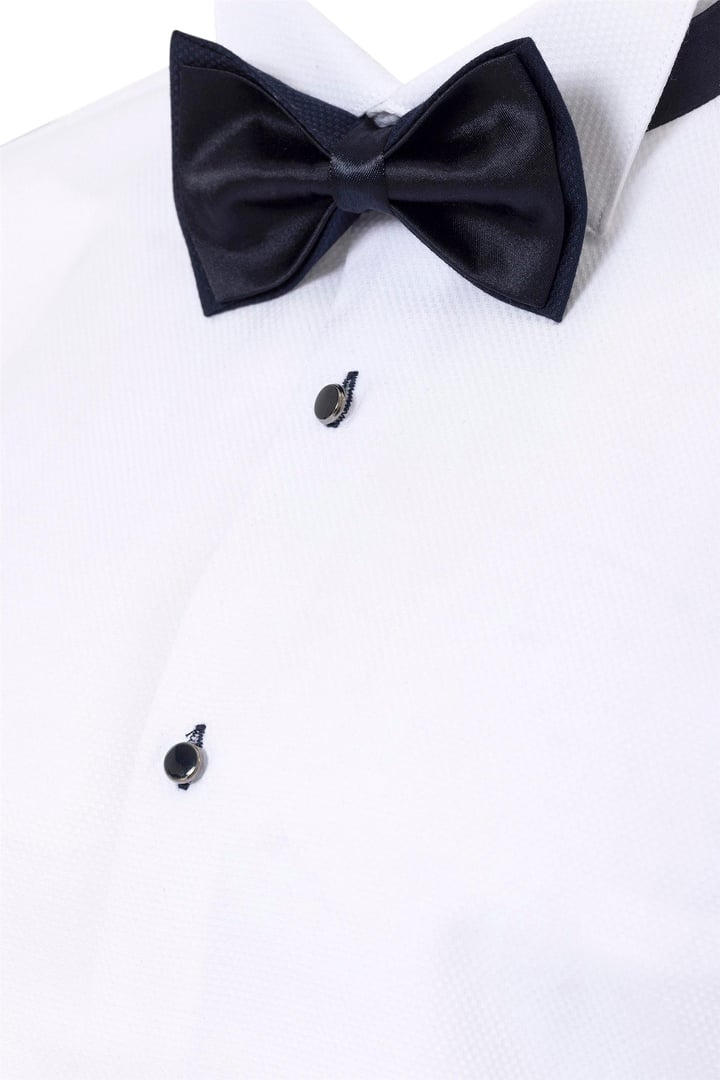 Lacivert Slim Fit Armürlü Sivri Yaka 6 Drop Smokin & Damatlık