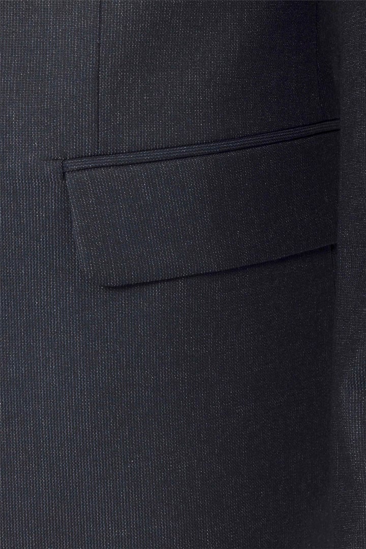 Lacivert Slim Fit Desenli Sivri Yaka 6 Drop Klasik Takım Elbise