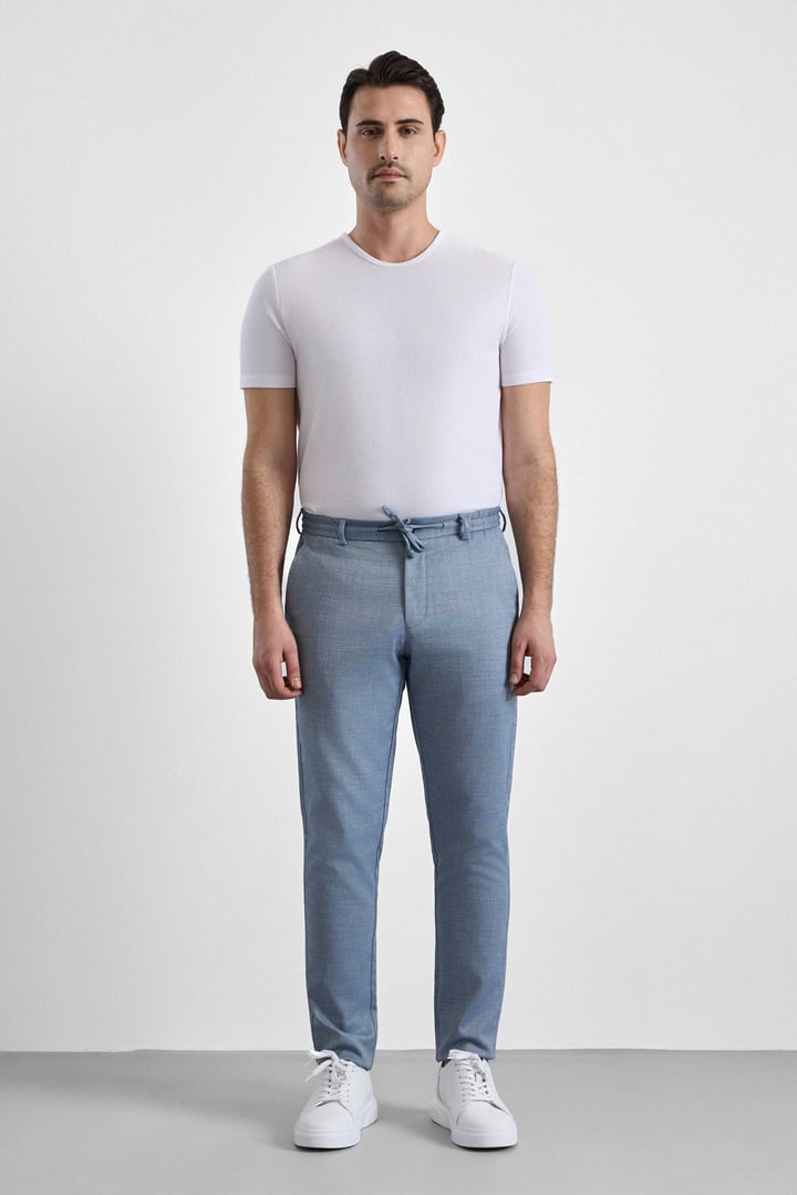 Lacivert Slim Düz Jogger Pantolon