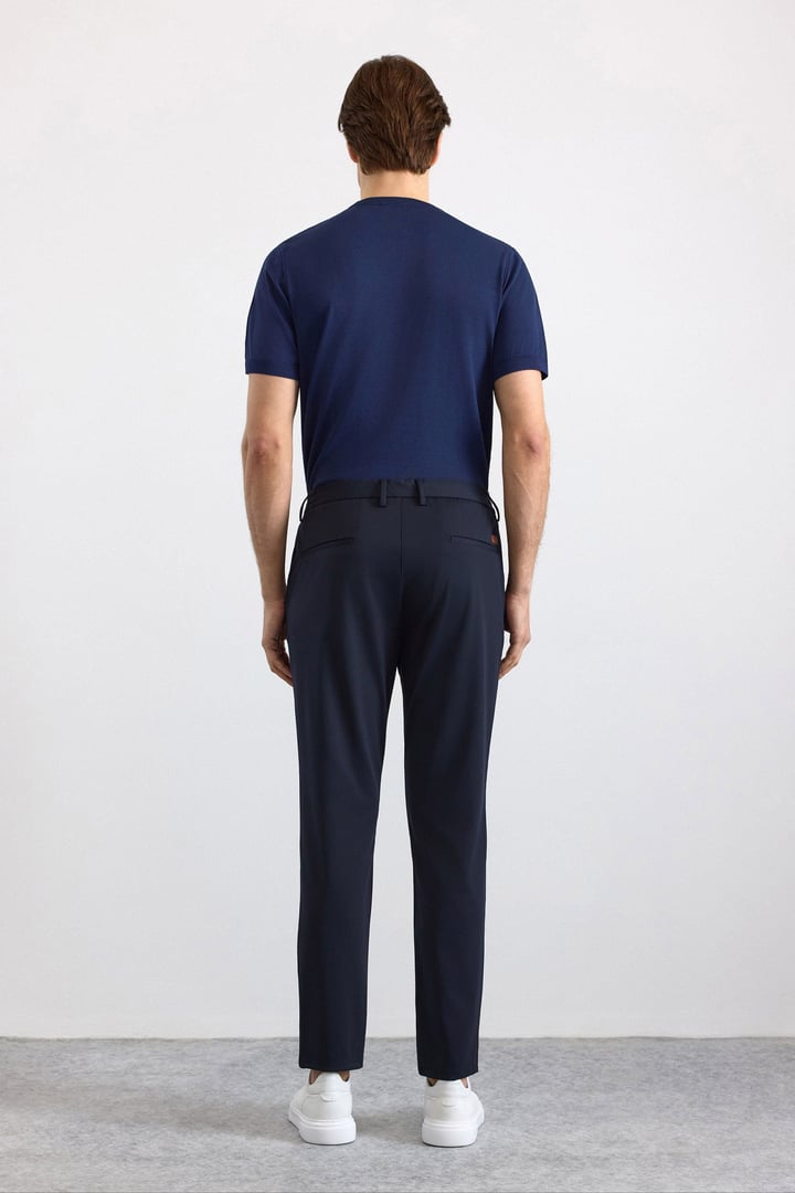 Lacivert Slim Düz Jogger Pantolon