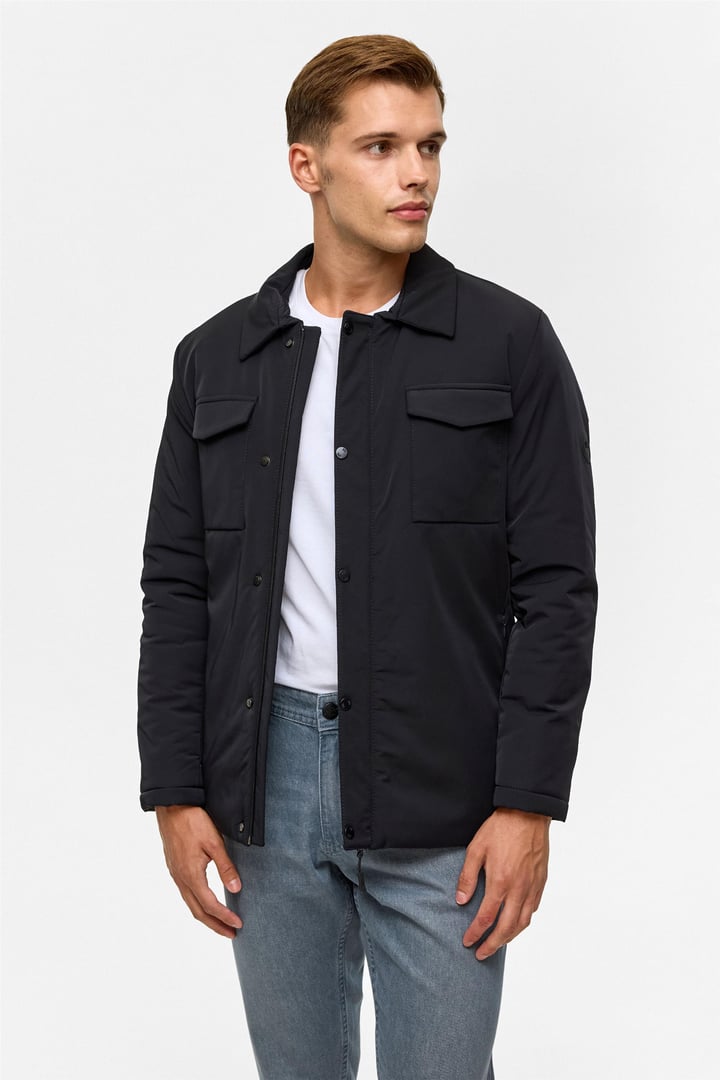 Lacivert Slim Düz Mont