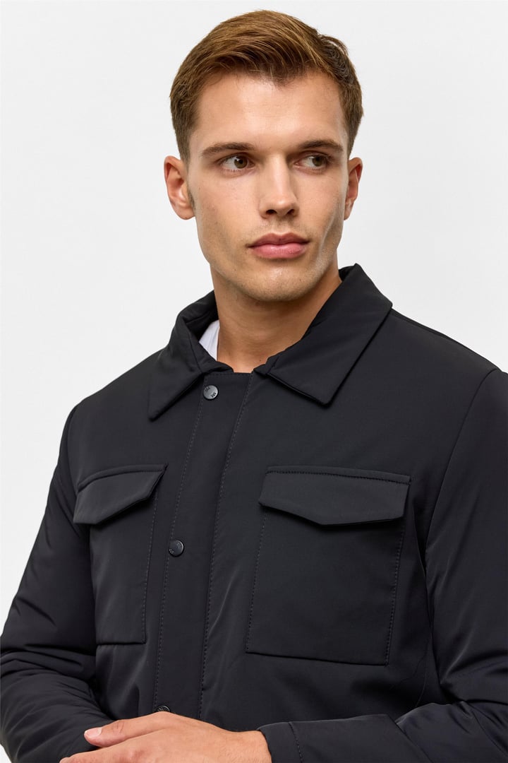 Lacivert Slim Düz Mont