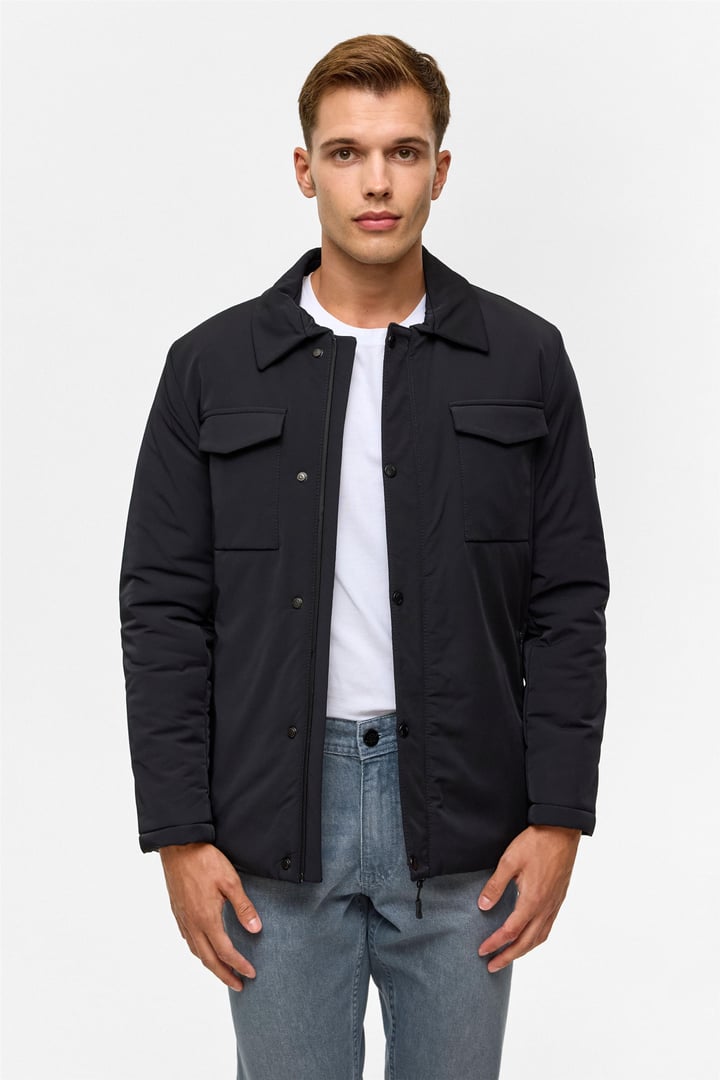 Lacivert Slim Düz Mont