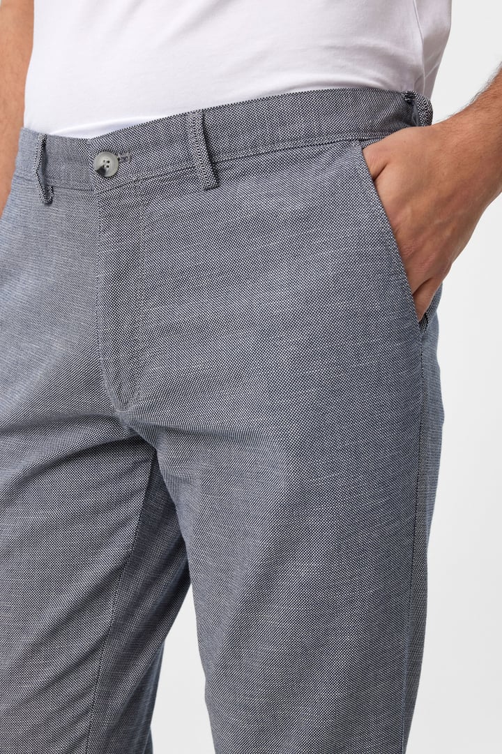 Lacivert Slim Fit Armürlü Kanvas Pantolon