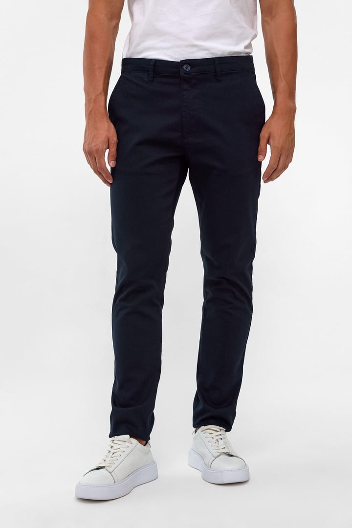 Lacivert Slim Fit Armürlü Chino Pantolon