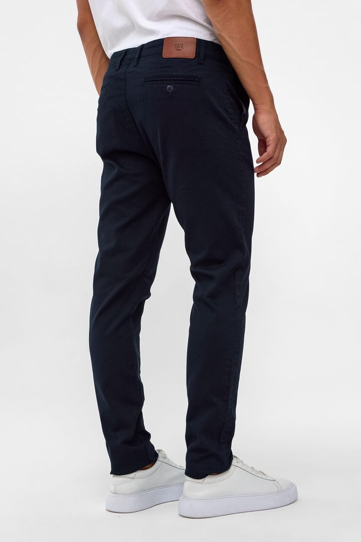 Lacivert Slim Fit Armürlü Chino Pantolon