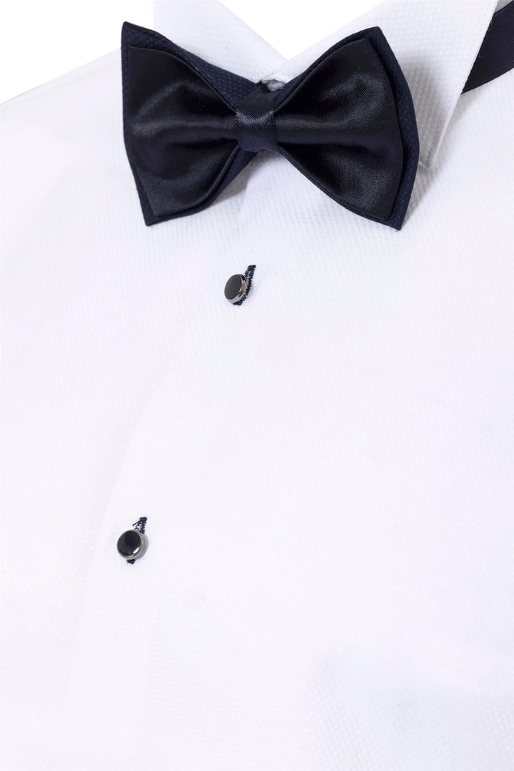 Lacivert Slim Fit Armürlü Sivri Yaka 6 Drop Smokin & Damatlık