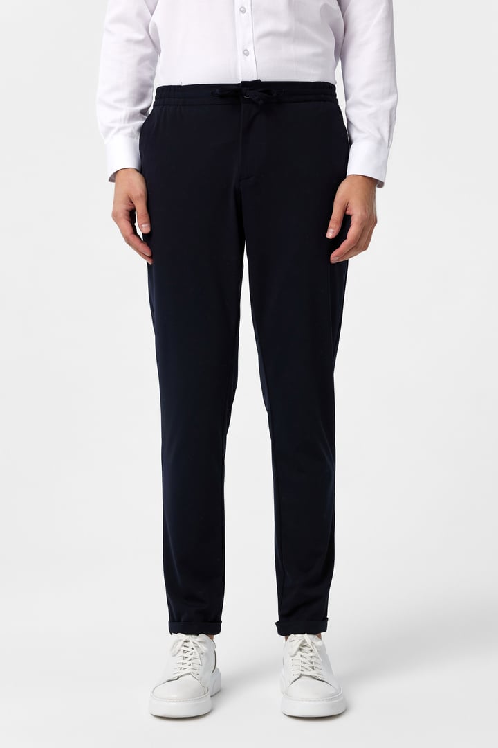 Lacivert Slim Fit Düz Jogger Pantolon