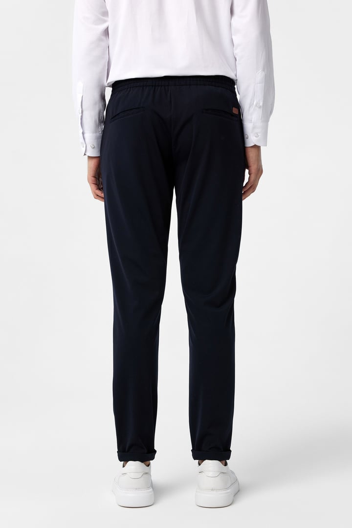 Lacivert Slim Fit Düz Jogger Pantolon