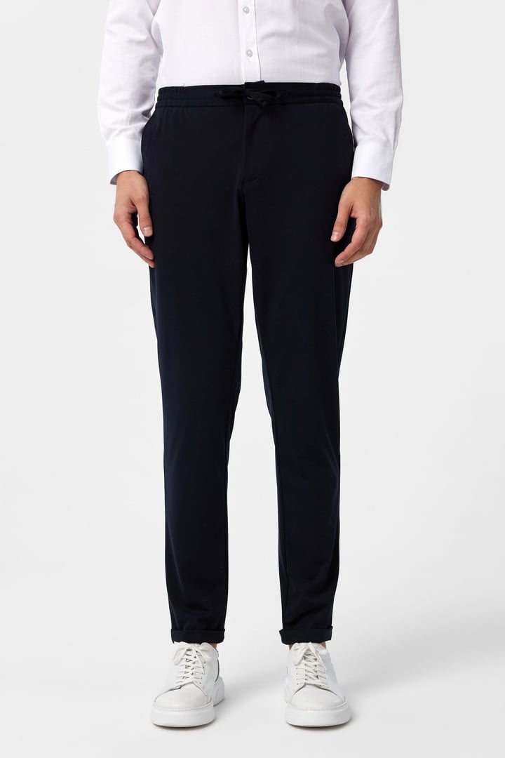 Lacivert Slim Fit Düz Jogger Pantolon