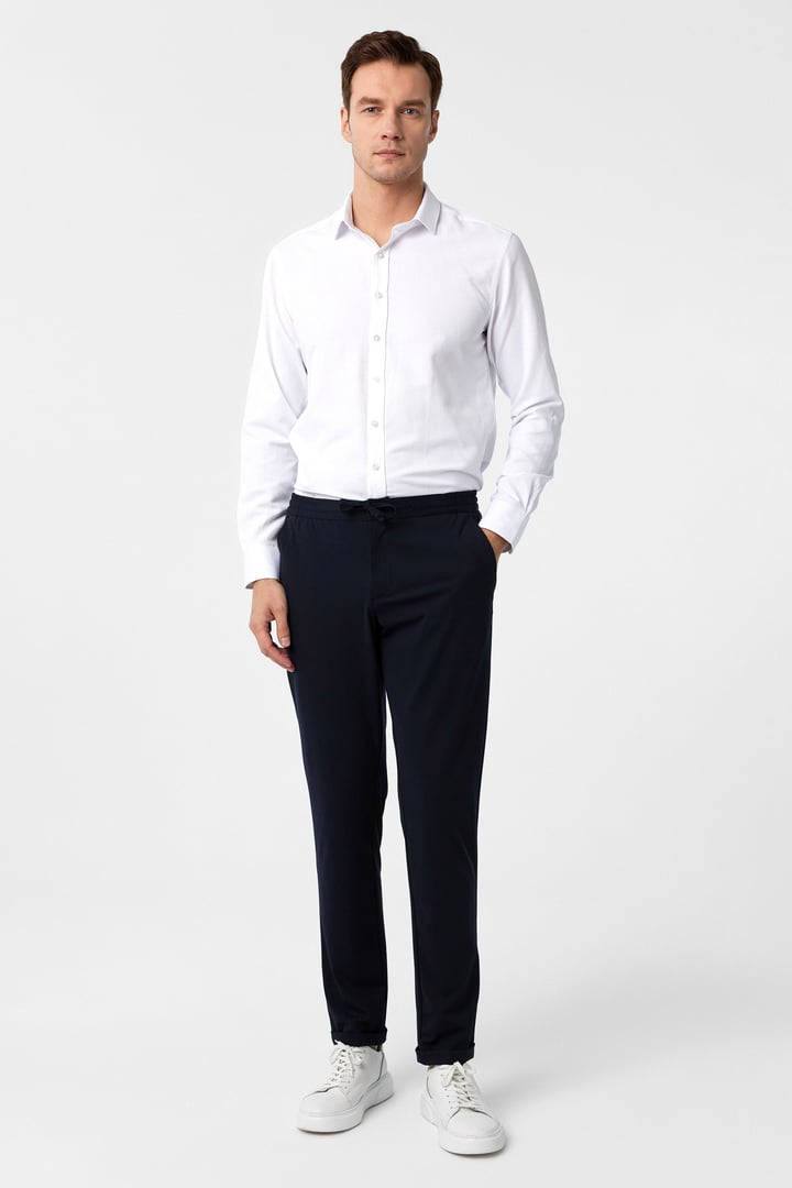 Lacivert Slim Fit Düz Jogger Pantolon